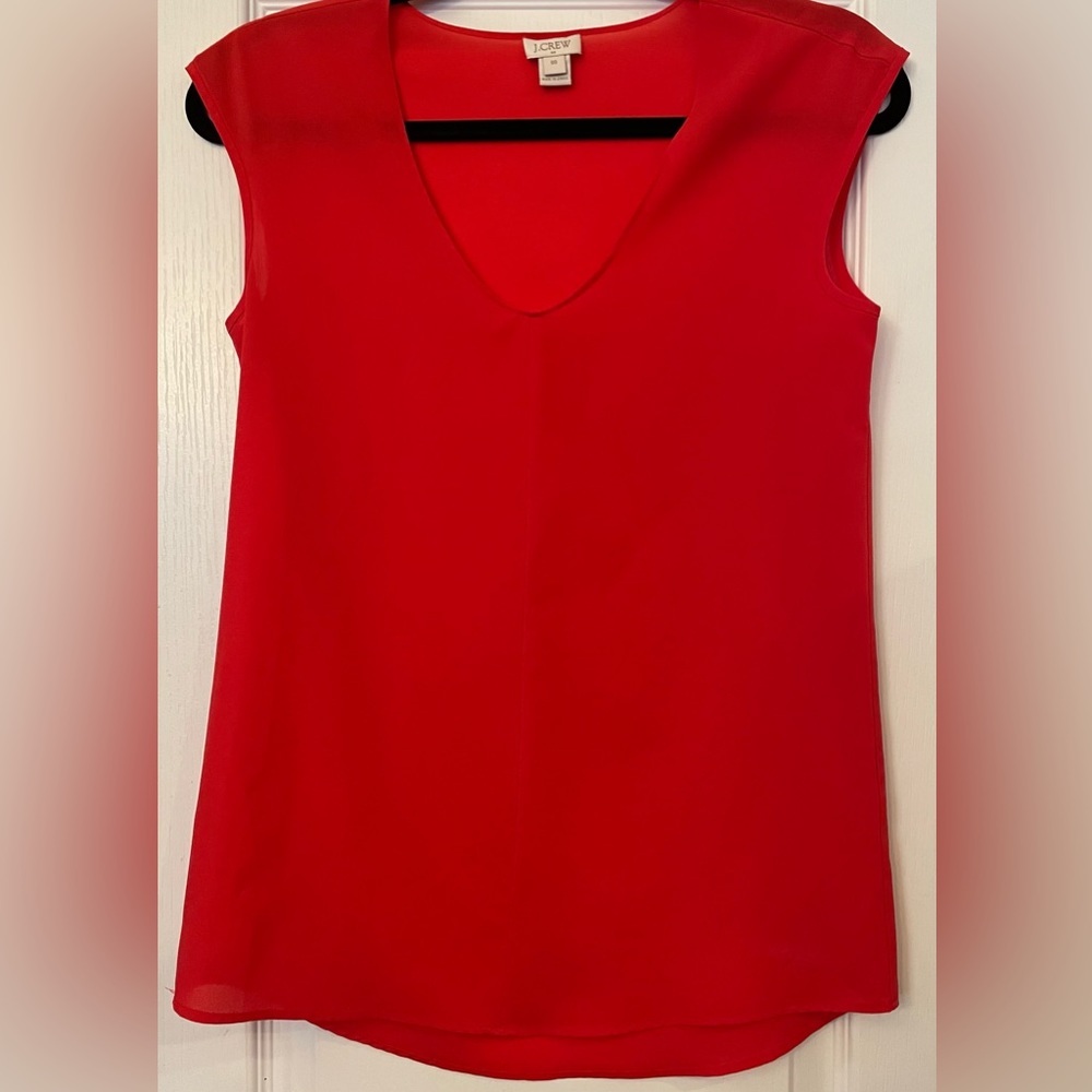 J. Crew Coral Sheer, V-Neck Sleeveless Sheer Blouse Size 00 oversized fit